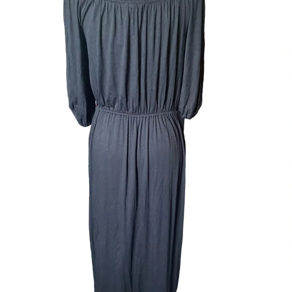 Ella Moss Black Cotton Dress.  Off the Shoulder.  Size: L - Picture 4 of 6